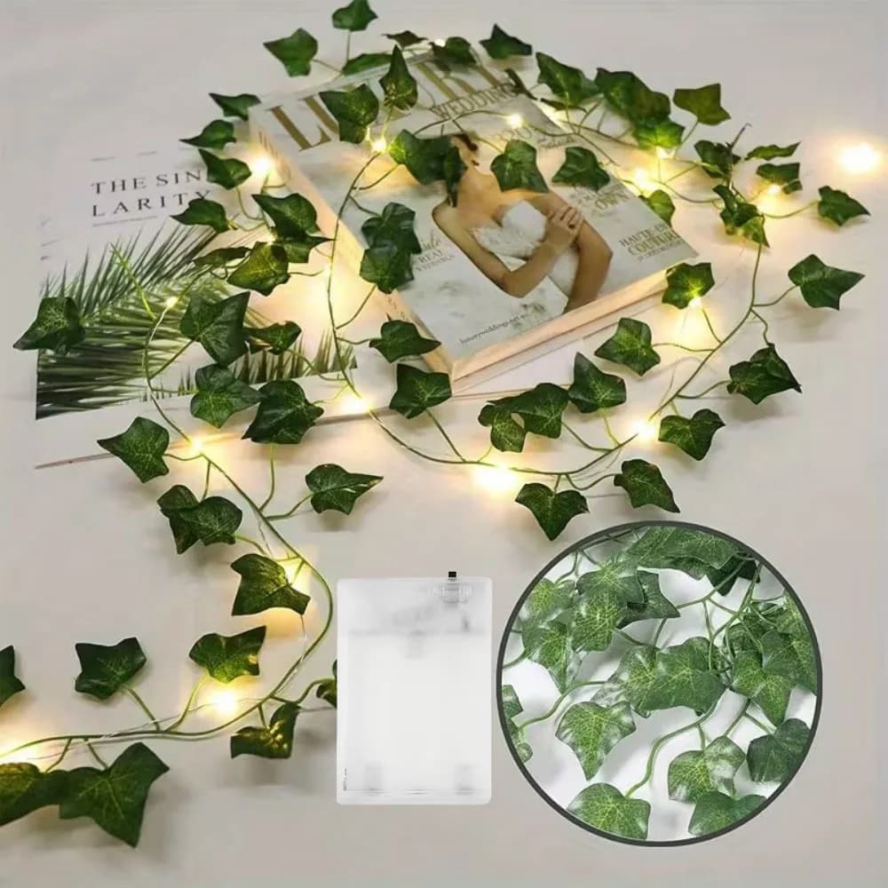 Luci a stringa a forma di foglie di edera da 2M/5M/10M, luci a batteria a forma di ghirlanda artificiale per camera da letto, matrimoni, feste, patio, dormitorio, decorazioni natalizie