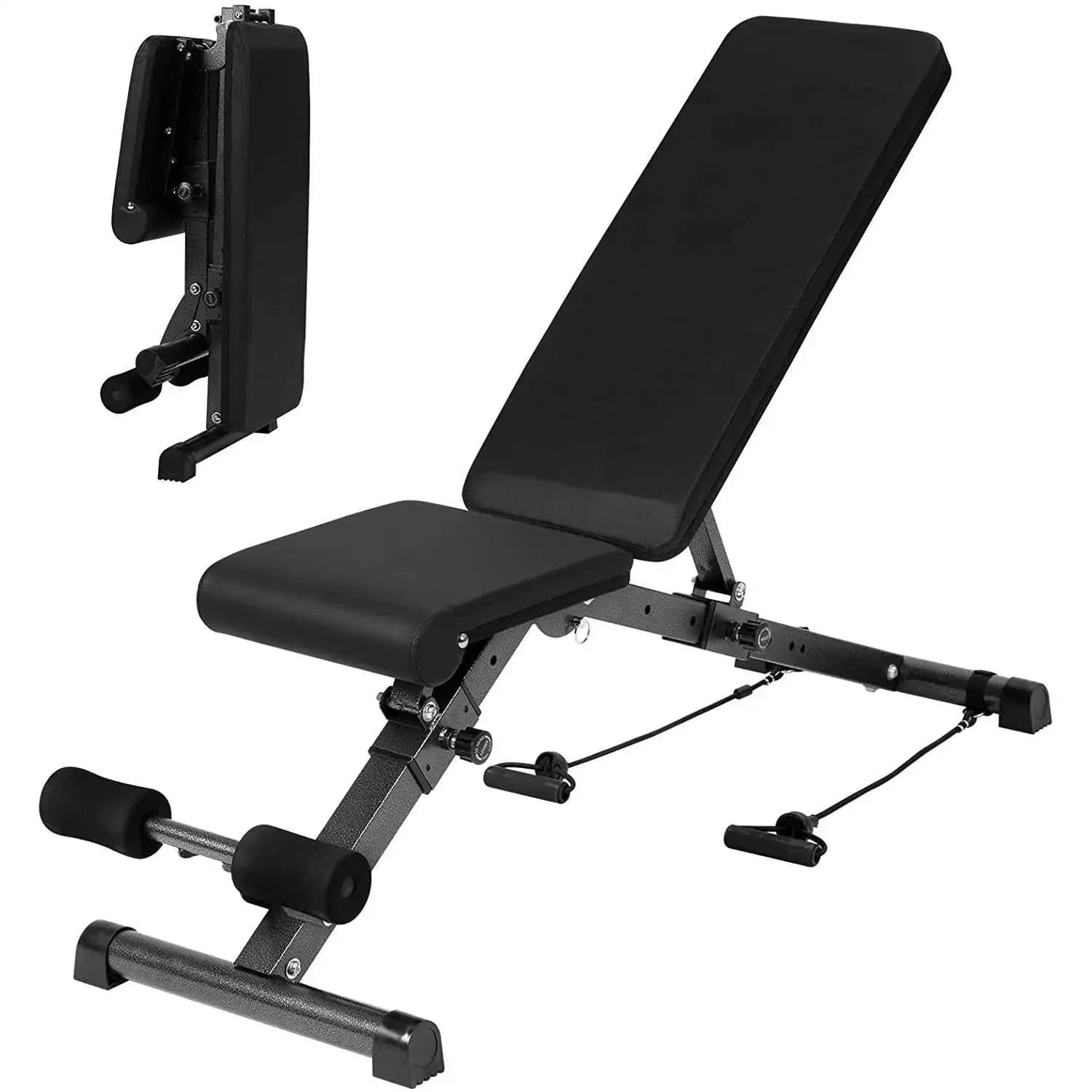 Adjustable Foldable Bench for Domestic Use, Foldable Roman Chair in Steel, Rack for Squat, Bearing for Manubri and Libra, for Weight Training