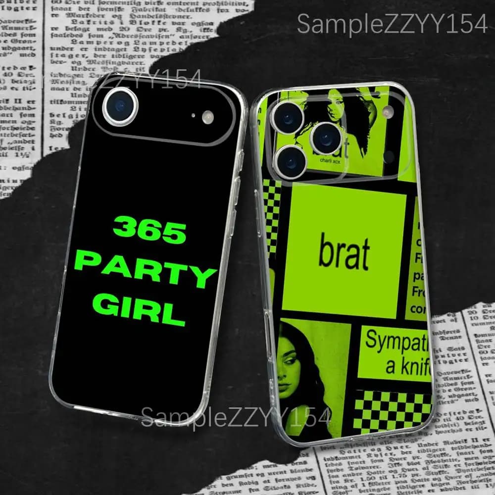 Cover Trasparente Sottile Charli XCX Brat per iPhone 17, 16, 15, 14, 13, 12, 11 Plus, Pro, Max, XR, XS, X, 7, 8 Plus, SE, Mini