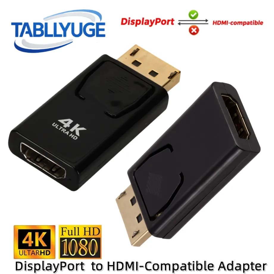 Adattatore compatibile DP a HDMI Convertitore audio video da 4K/1080P DisplayPort maschio a femmina compatibile HDMI per proiettore PC portatile