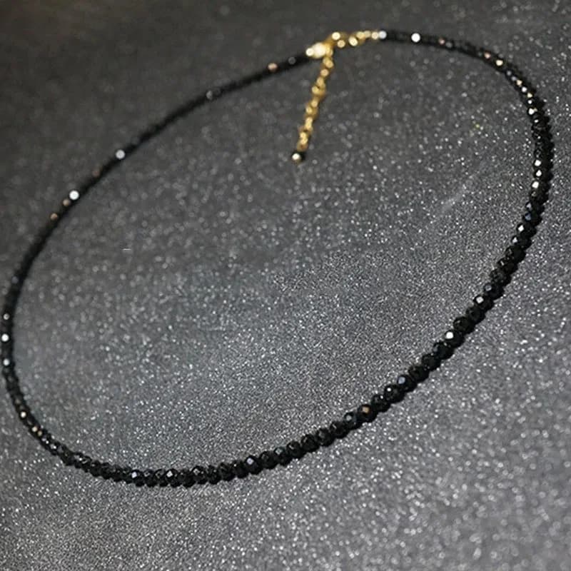 Fashion 3mm Black Transparent Beads Chain Short Necklace Women's Jewelry Women's Sweet Necklaces Bijoux Femme Ladies Party Gift