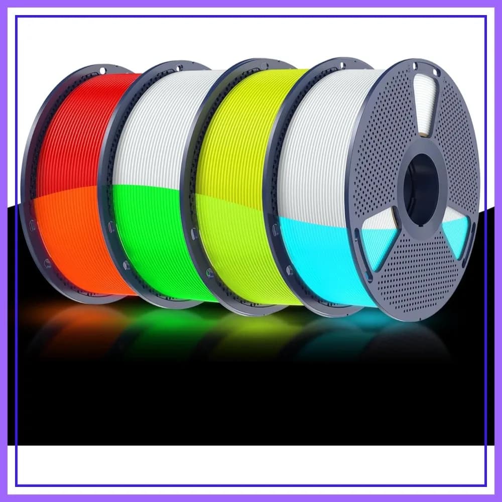 Filamento PLA per Stampante 3D Fluorescente al Buio, 1.75mm, 4kg (4 Bobine), Precisione Dimensionale +/-0.02mm