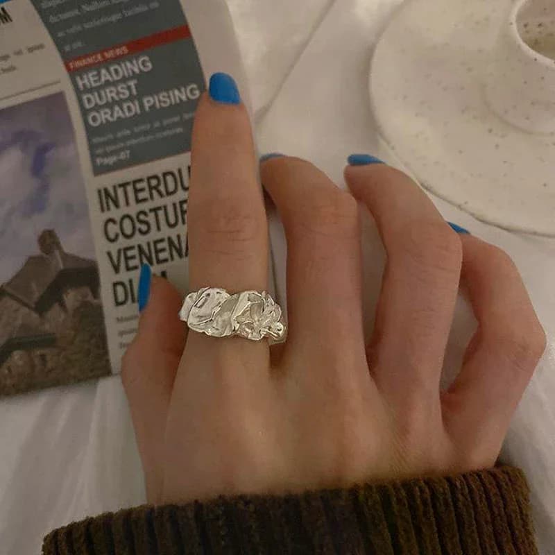 New Silver Color Ring For Women Fashion Creative Irregular Metal Geometric Creative Open Rings Party Temperament Jewelry Gift
