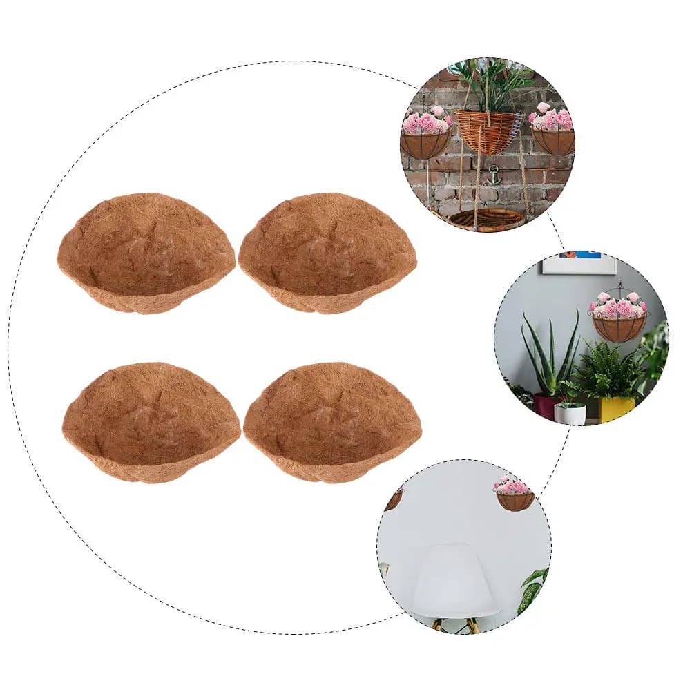 Set di 4 Cuscinetti Sferici in Fibra di Cocco per Vasi, Base Naturale Traspirante per Piante, Anticorrosione, Morbido Tappetino per Fioriere