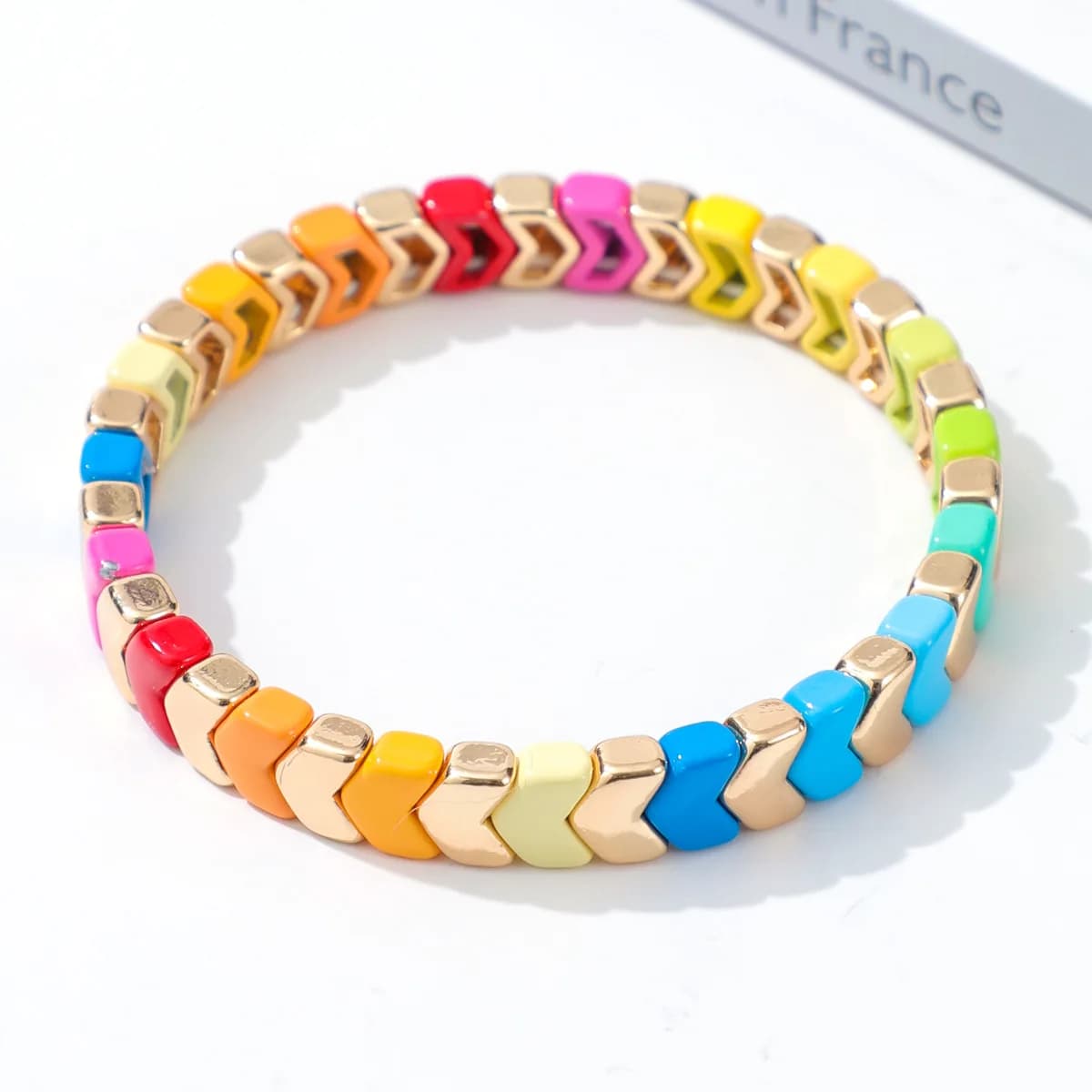 Nuovo colore europeo americano bohemien tendenza moda smalto braccialetto da donna freccia colore vernice fai da te elasticizzato braccialetto femminile gioielli