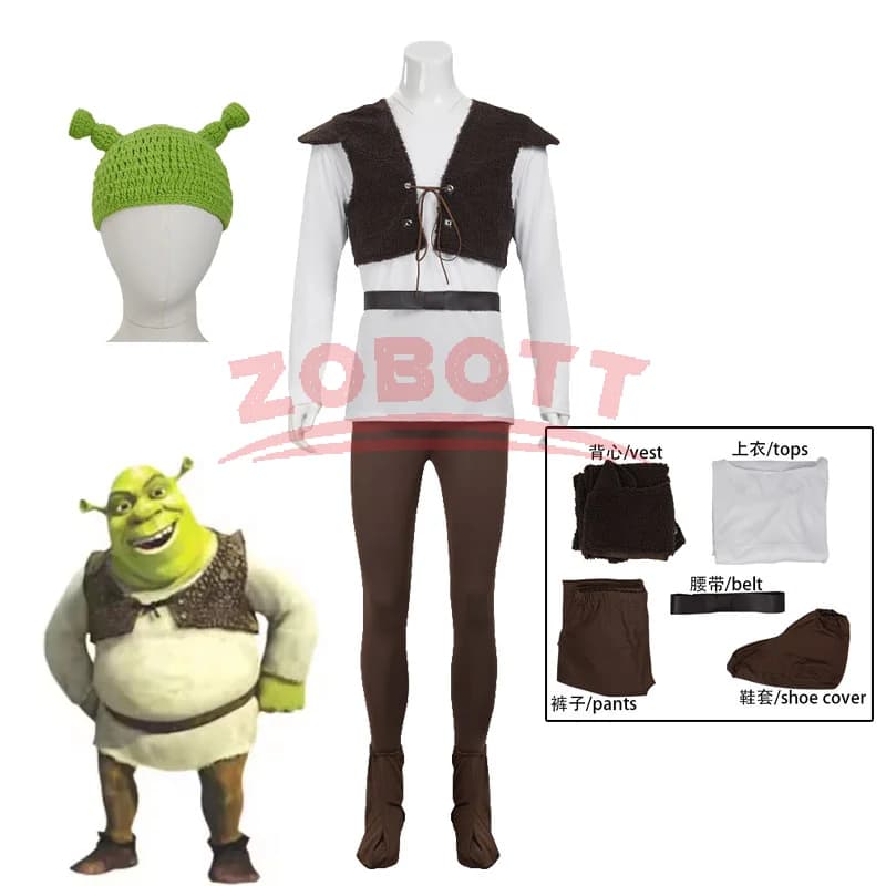 Costumes Cosplay Monster Shrek Green Hat Shrek Top Men's Pants Performance Cosplay Carnival Party Dresses