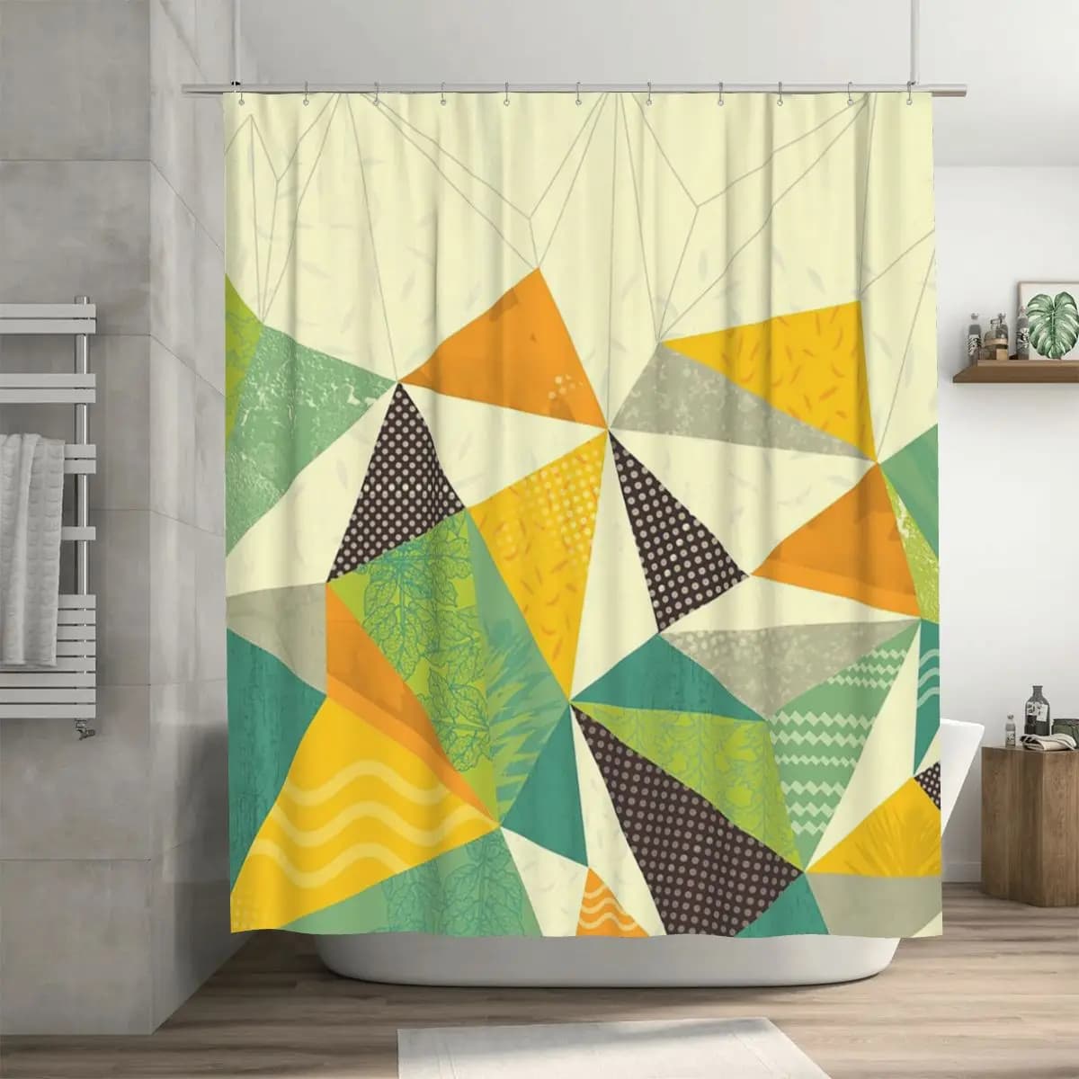 Tenda da doccia Nature in poliestere impermeabile con ganci per il bagno