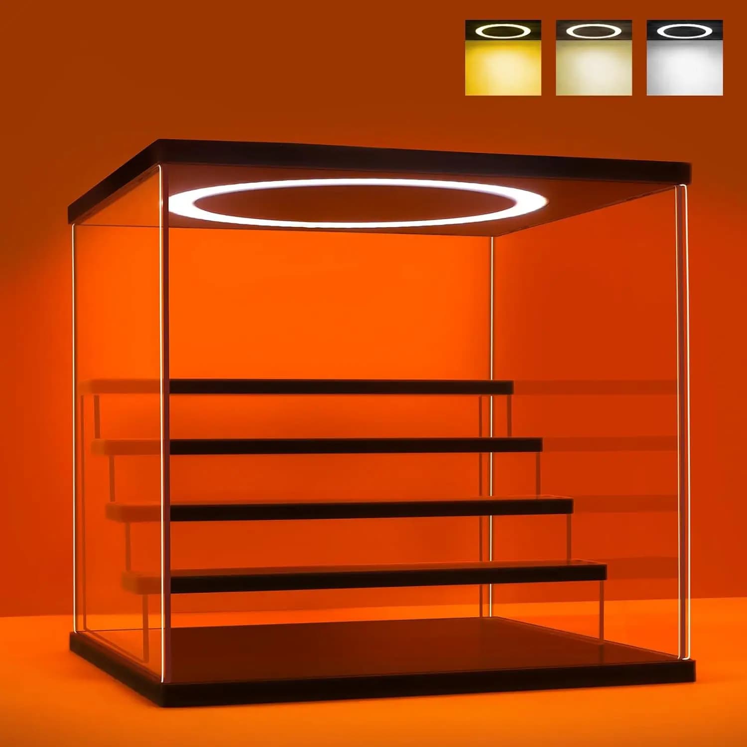 Acrylic Display Case with Adjustable LED Light, 5 Tier Clear Showcase for Action Figures, Collectibles, Mini Toys, Assembly