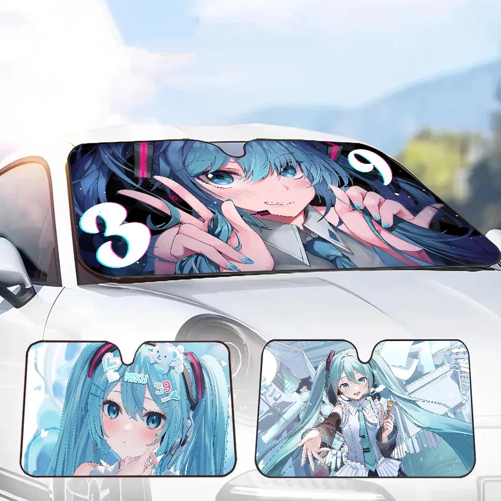 Anime Cartoon M-Miku Protezione solare per auto Parabrezza riscaldato Parasole Finestra per auto Parabrezza Copertura Parasole Visiera parasole automatica