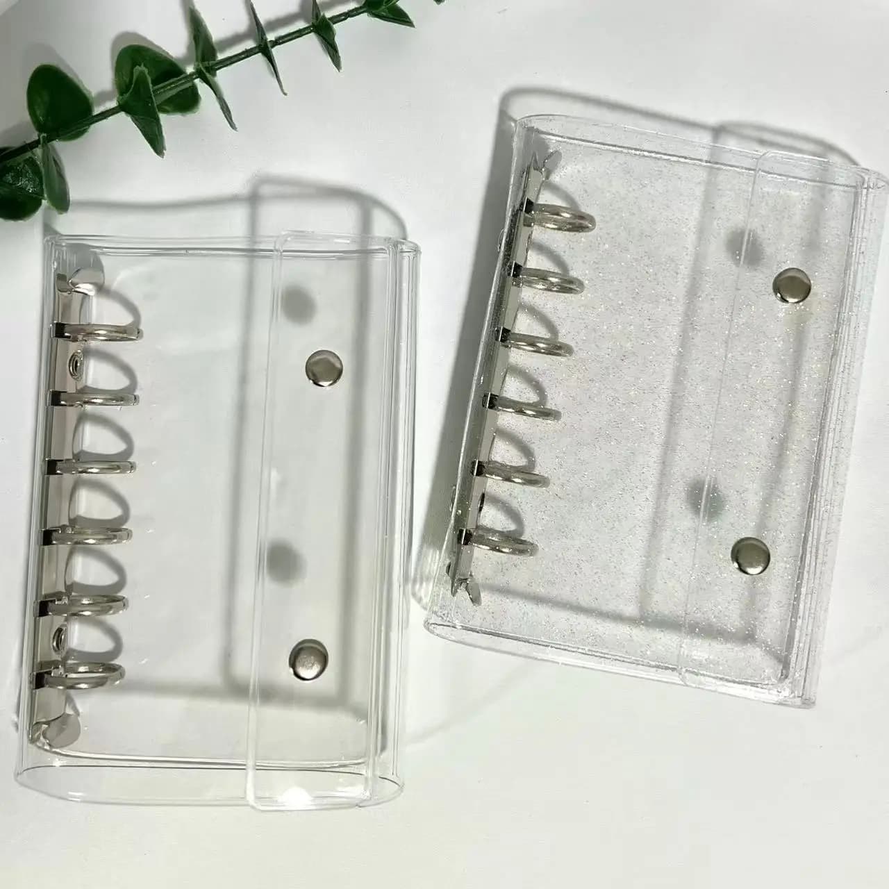 A7 Glitter trasparente doppio bottone raccoglitore a fogli mobili copertina per notebook quaderno ufficiale pianificatore forniture di cancelleria per ufficio