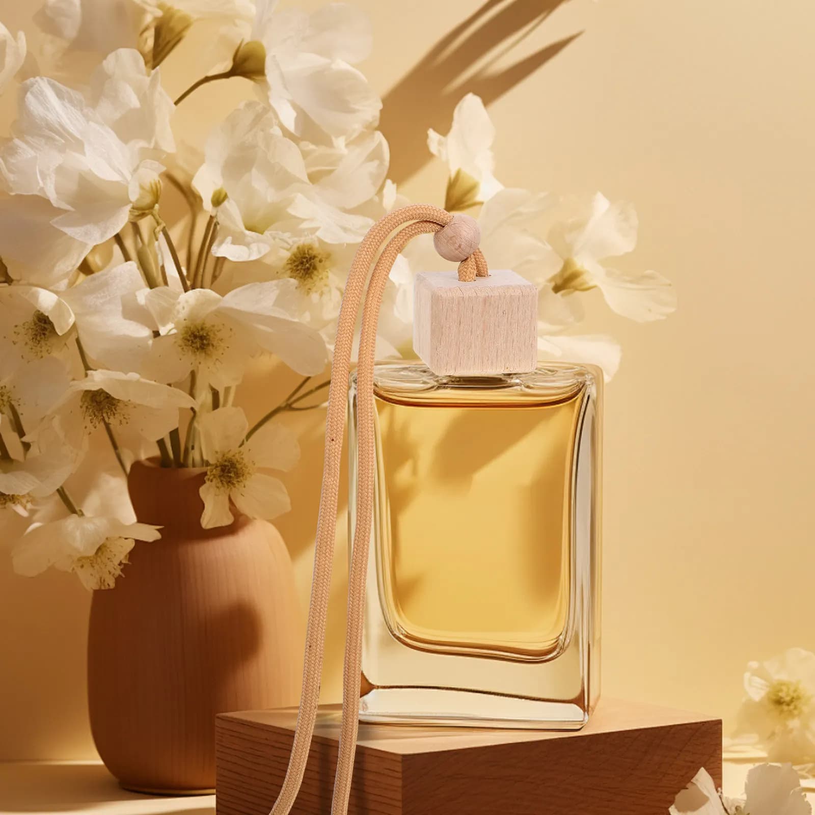 10 Pezzi Tappi Triangolari in Legno di Faggio Naturale per Bottiglie di Profumo per Auto, Coperchio Diffusore da Appendere, Ornamento Deodorante per Aromaterapia