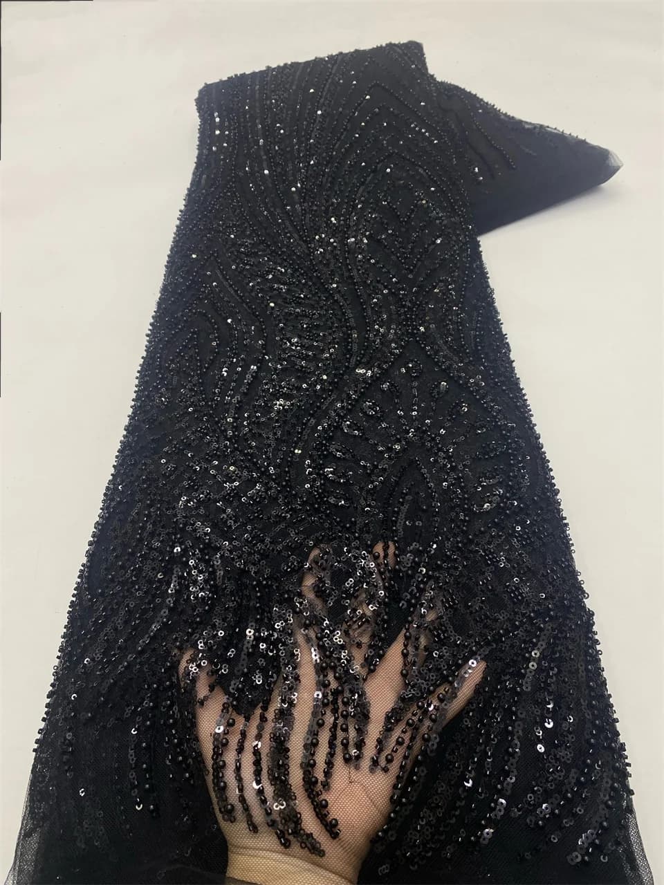 Black African Sequins Lace Fabric 2025 5 Yards High Quality French Nigerian Groom Lace Fabric For Sewing Dress Wedding Party