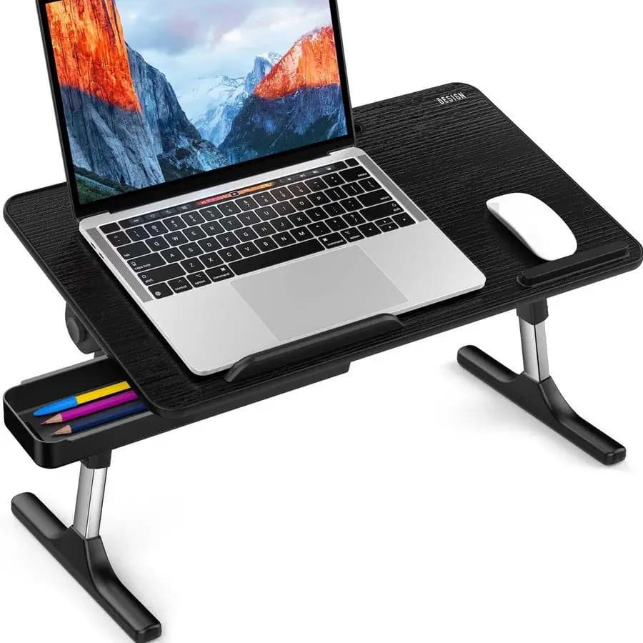 Tavolino Regolabile per Laptop LT05, Scrivania Portatile da Letto, Tavolino Pieghevole per Divano, Supporto per Computer Portatile