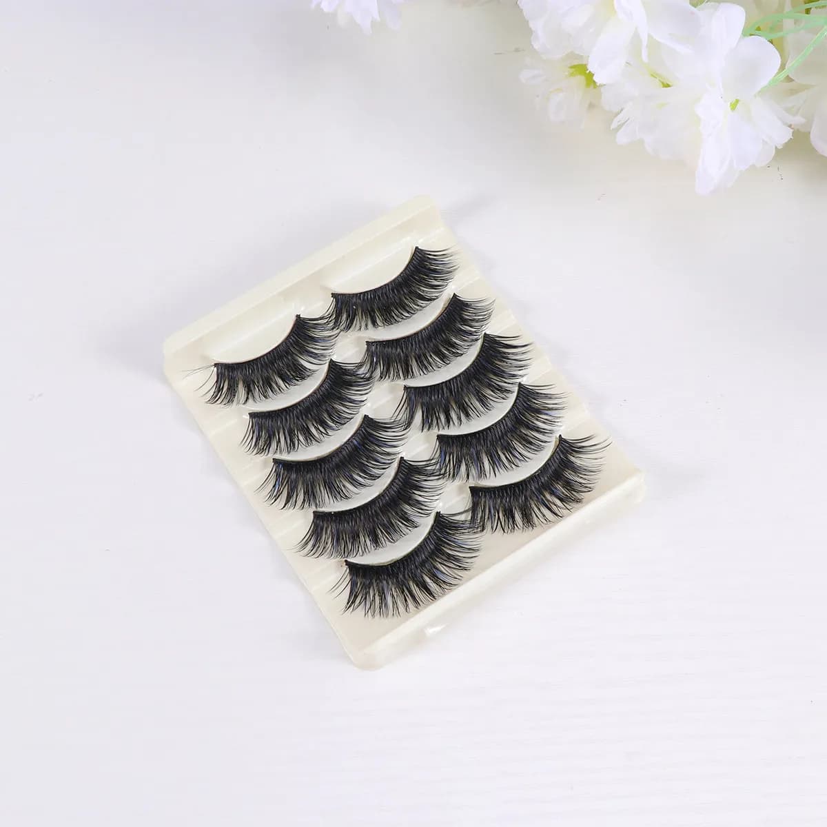 5 paia di ciglia finte lunghe e spesse in fibra premium dall'aspetto naturale, ciglia artificiali sicure, inodore, facili da usare, occhi glamour