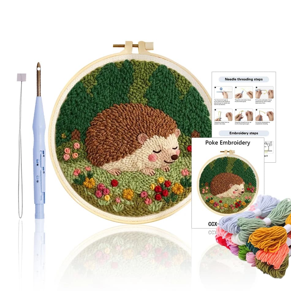 GATYZTORY punch embroidery needle forest animals Cross stitch kits 20x20cm Yarn embroidery hoop Sewing Picture Diy Set Tufting