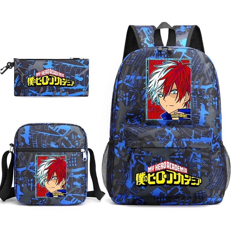 Set Zaino per Bambini My Hero Academia 3 Pezzi con Borsa e Astuccio, Zaino Casual per Studenti delle Scuole Elementari e Medie