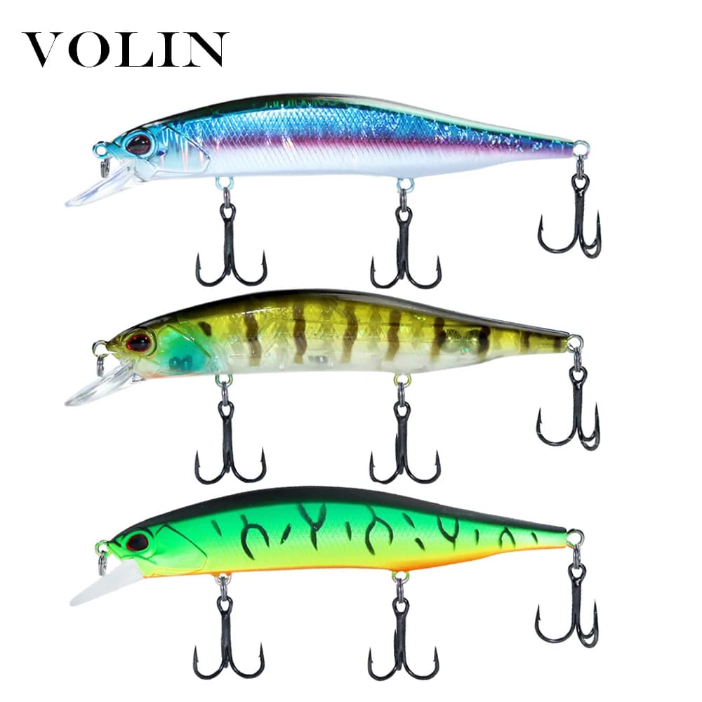 Volin New 1pc Floating Minnow Fishing Lure 120mm15g Artificial Hard Bait Minnow Fishing Wobbler Fish Lure with Shar