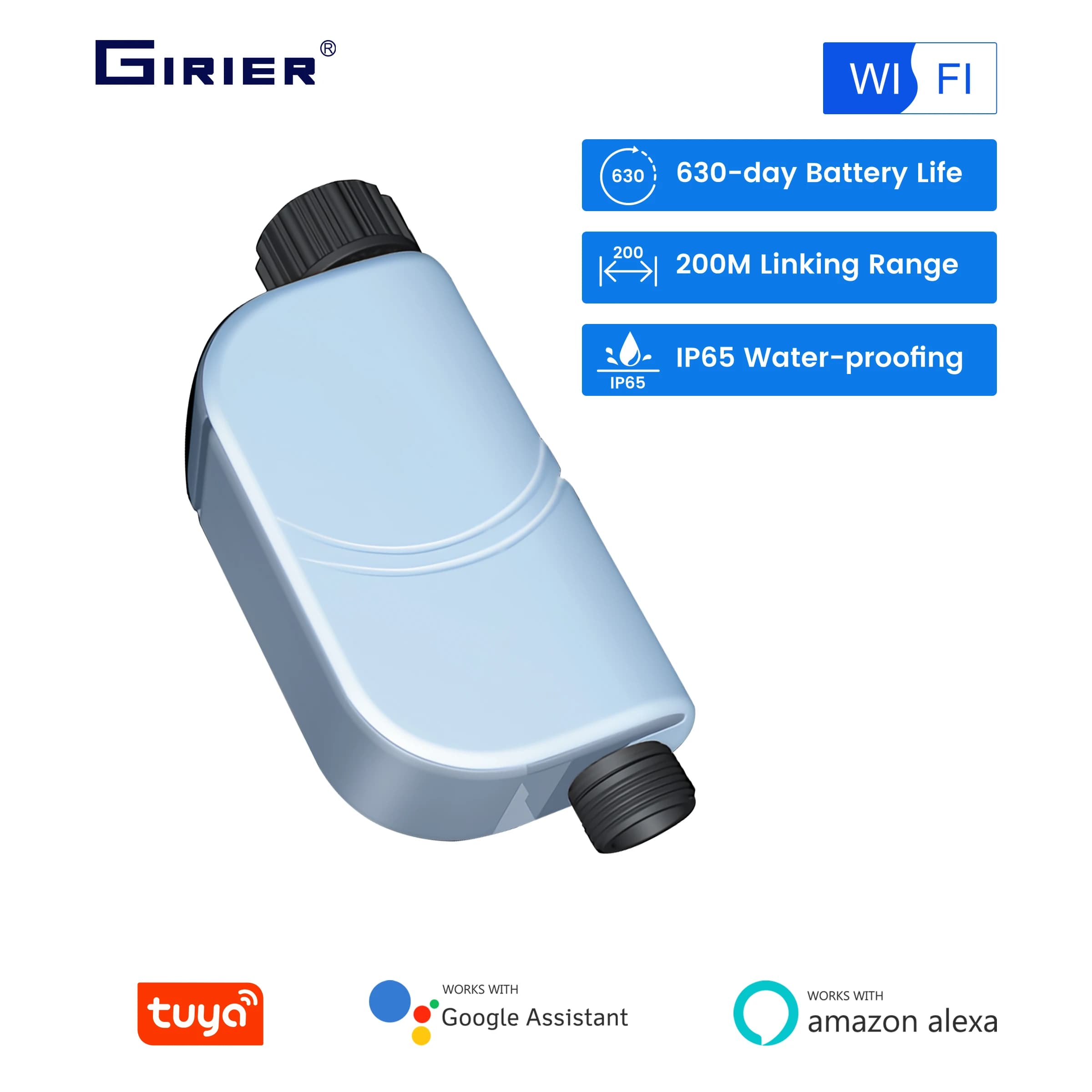 GIRIER Tuya WiFi water timer for garden hose timer intelligent programmable sprinkler for drip irrigation works with Alexa no required hub