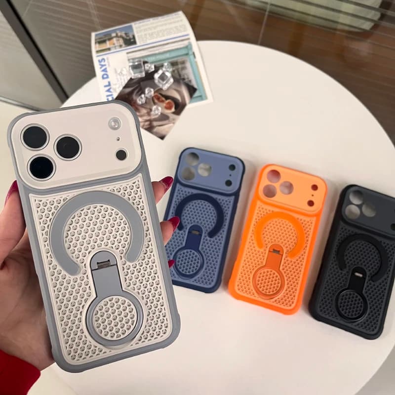 Cover Magnetica Girevole a 360° con Anello per iPhone 17 Pro Max 16 15 14 13, in PC Rigido Opaco con Dissipazione del Calore e Supporto Magsafe