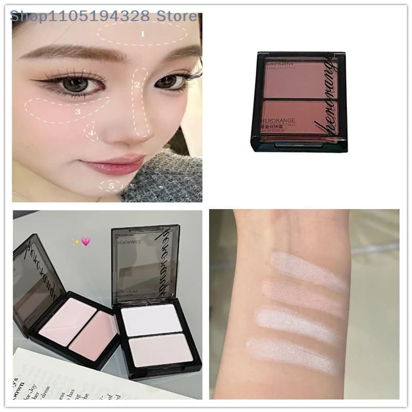 [MP]HERORANGE Evidenzia e ombretto in polvere Delicato naturale leggero Finitura opaca Ombretto Soft Focus Trucco Illuminante
