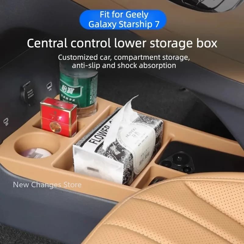 For Geely Galaxy Starship 7 EM-i 2024 2025: Rear Screen Storage Box, Central Arm Bearing Box, Indoor Upgrade Parts
