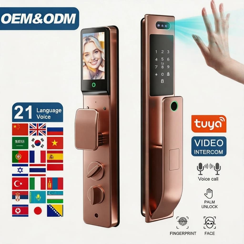 Fingerprint Electronic Digital Smart Front Door Lock Tuya Smart Door Lock Wifi with 3d Face Recognition