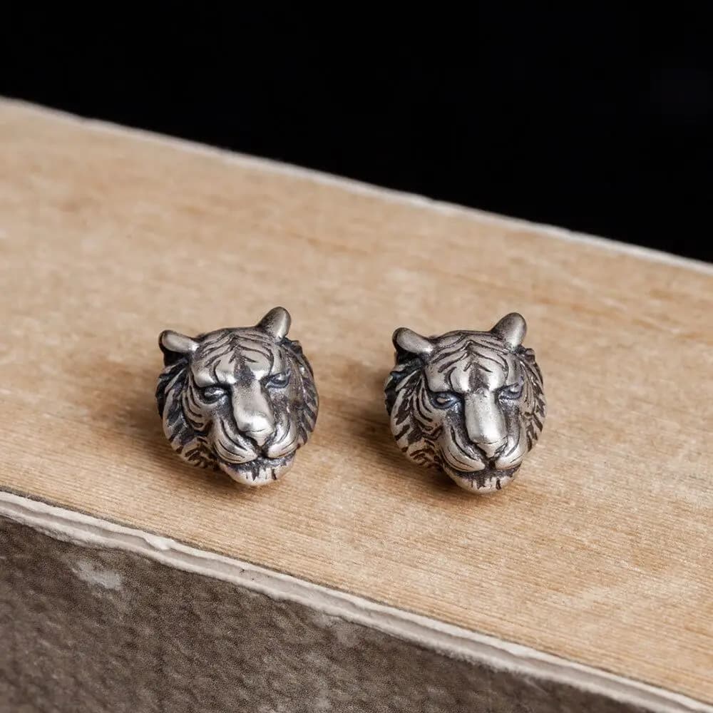 Nuovo creativo punk tridimensionale tigre gioielli in argento sterling 925 prepotente re della foresta orecchini animali TYB630