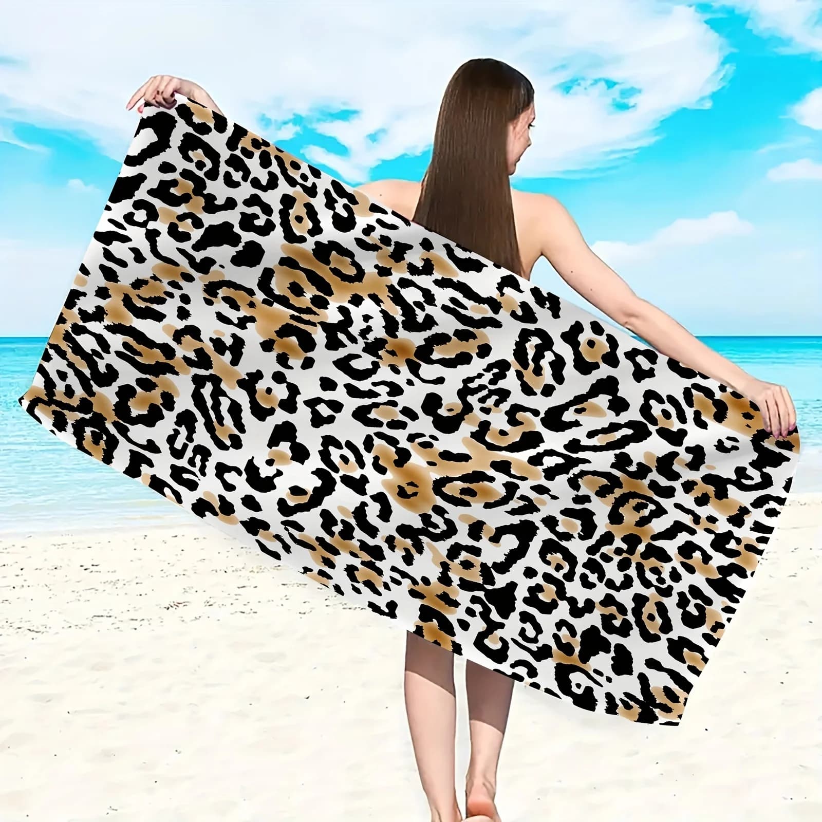 Telo Mare Stampa Leopardata - Elegante Asciugamano in Microfibra con Motivo Animale, Morbido, ad Asciugatura Rapida, Anti-Sabbia per Viaggi, Piscina e Amanti della Moda