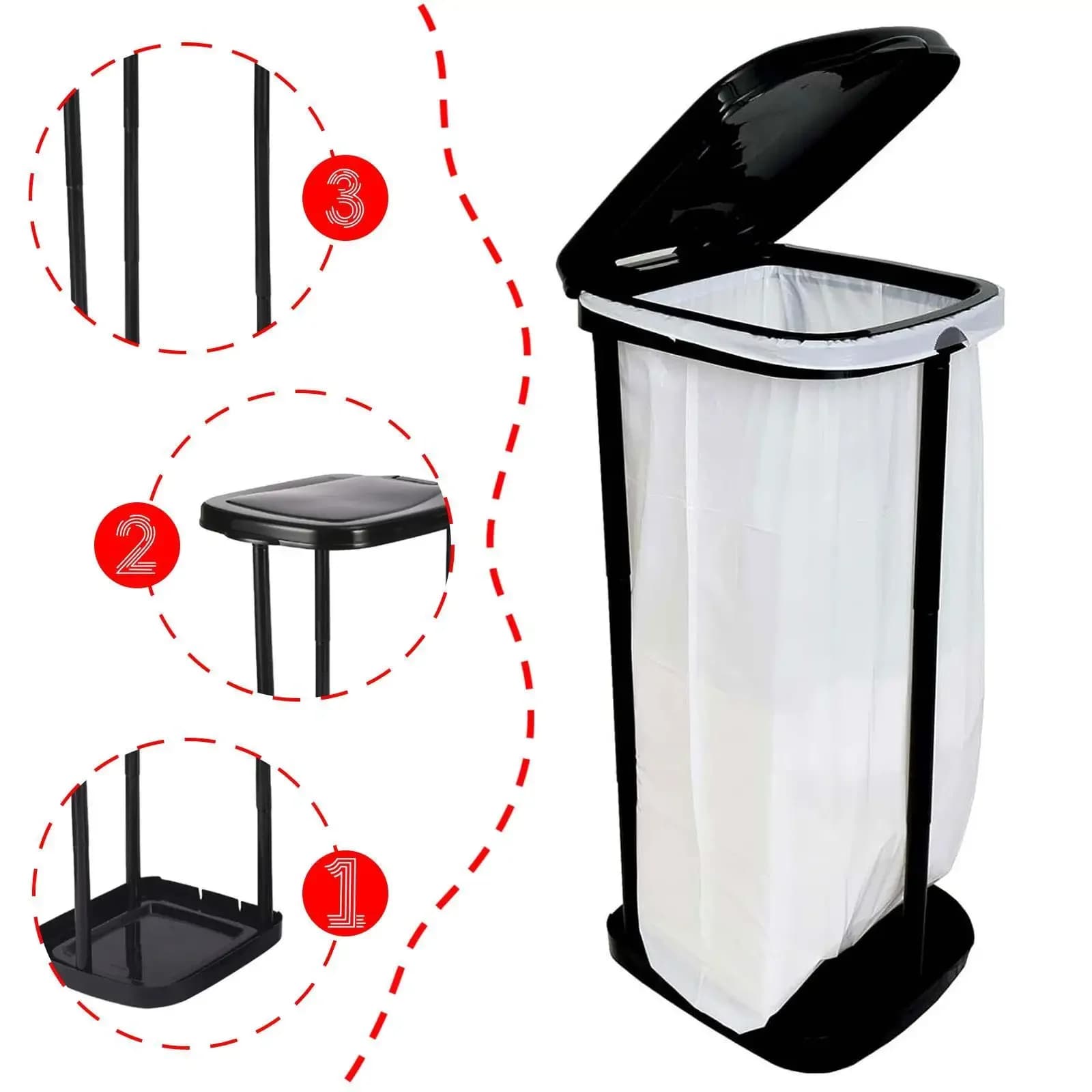Per la cucina Lavanderia Riciclaggio all'aperto Supporto per sacchetto della spazzatura portatile Pattumiera Stand Decor Supporto per sacchetto della spazzatura Bidone dei rifiuti all'aperto