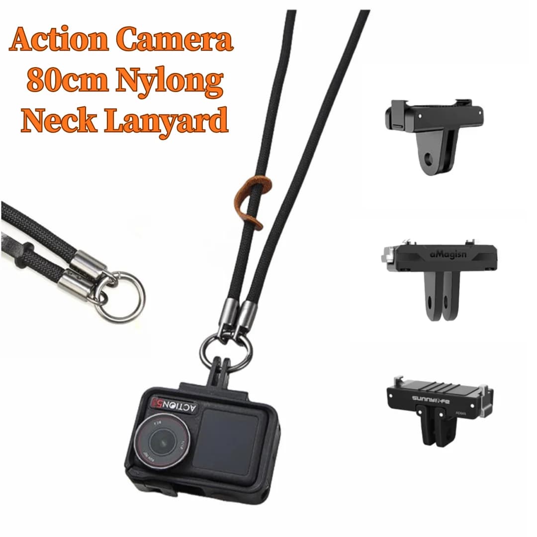 Cordino da Collo in Nylon Resistente 80cm per Action Camera, Compatibile con DJI Osmo Nano/Osmo 360/Action 6 5Pro/4/3Insta360 X5/Go 3s/Go Ultra/Ace Pro