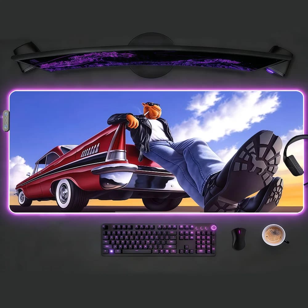 Tappetino per mouse Fashion C-Camel C-Cigarettes impermeabile con luce LED RGB, colorato, per tastiera da gioco, antiscivolo, superficie per scrivania