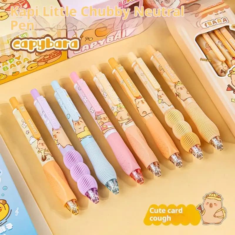 Nuova Set di 4 Penne Gel a Tema Capibara, Asciugatura Rapida, Penne Neutre per Studenti e Bambini, Forniture Scolastiche