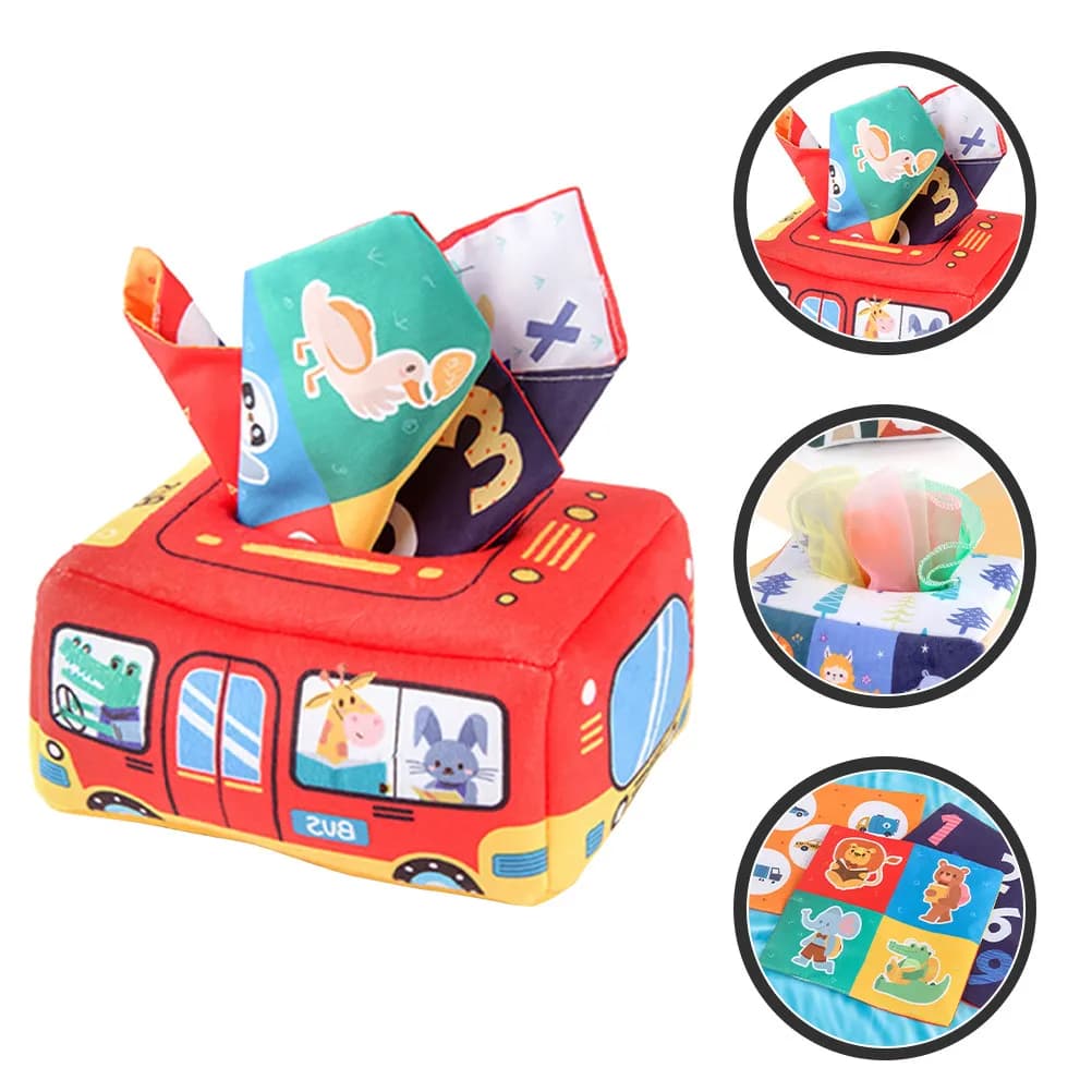 Scatola Portafazzoletti in Tessuto per Neonati, Giocattolo Educativo per l'Apprendimento Precoce dei Bambini, Regalo per l'Apprendimento dei Bambini, Giocattolo Scatola Portafazzoletti per Neonati