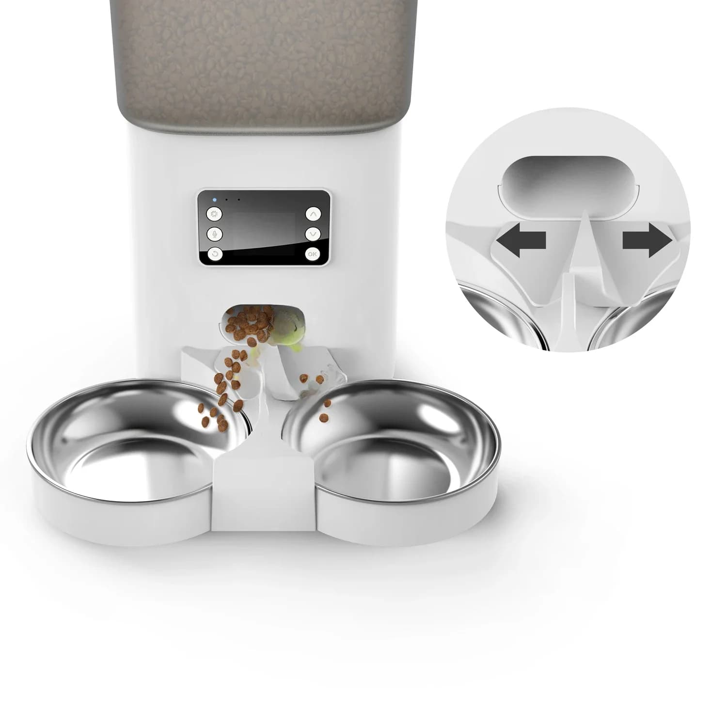 u per OEM 6L Alimentatore automatico per cani per gatti Distributore intelligente di cibo per animali domestici Quantificazione temporale con doppia ciotola in acciaio inossidabile