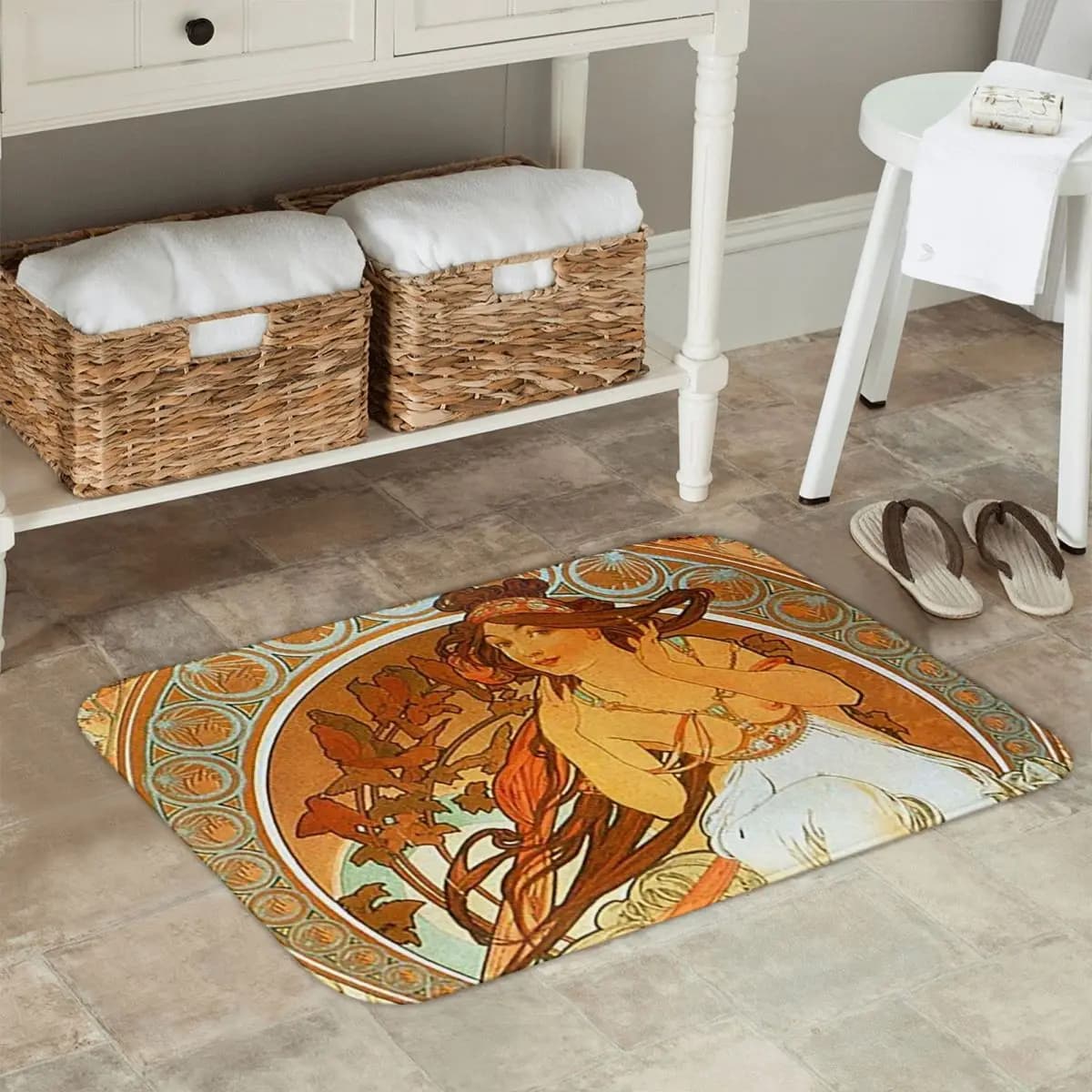 Musica di Alphonse Mucha Zerbino antiscivolo Tappetino Antiusura Tappeto per ingresso cucina Tappetini poggiapiedi camera da letto di casa