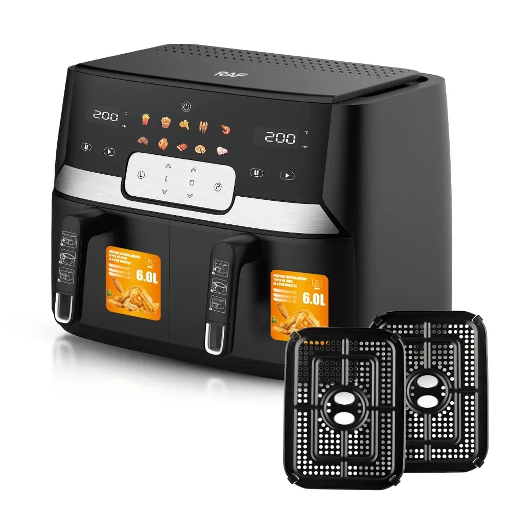 l # RAF Nuova friggitrice ad aria doppia 12L Display LED intelligente Friggitrice ad aria a doppia pentola Accessori da cucina Uso domestico elettrico
