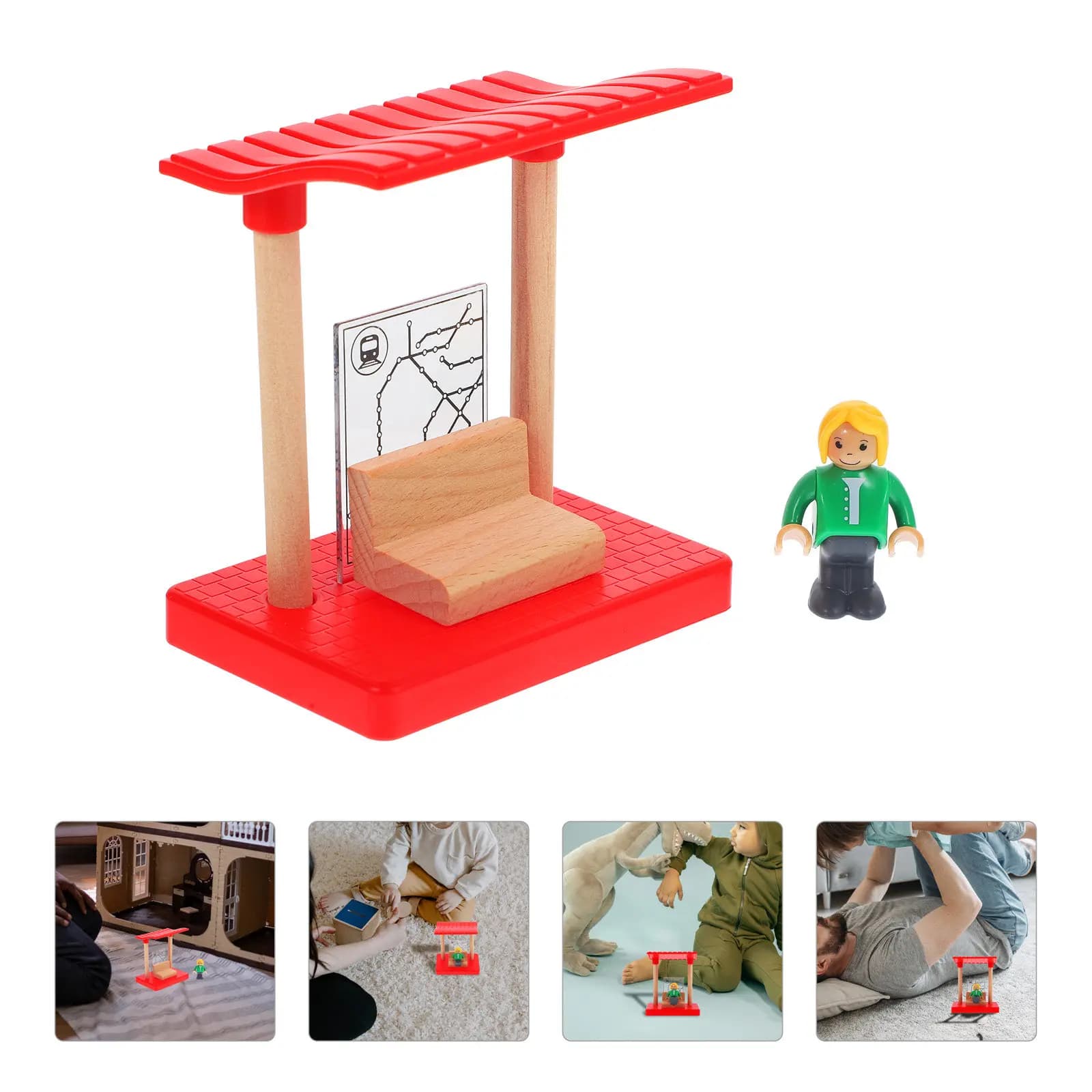 Set di 1 Pezzo: Piattaforma Ferroviaria in Legno per Simulazione, Accessorio Fai-da-te per Costruzione Treni, Gioco Educativo Creativo per Bambini, Paesaggio in Miniatura