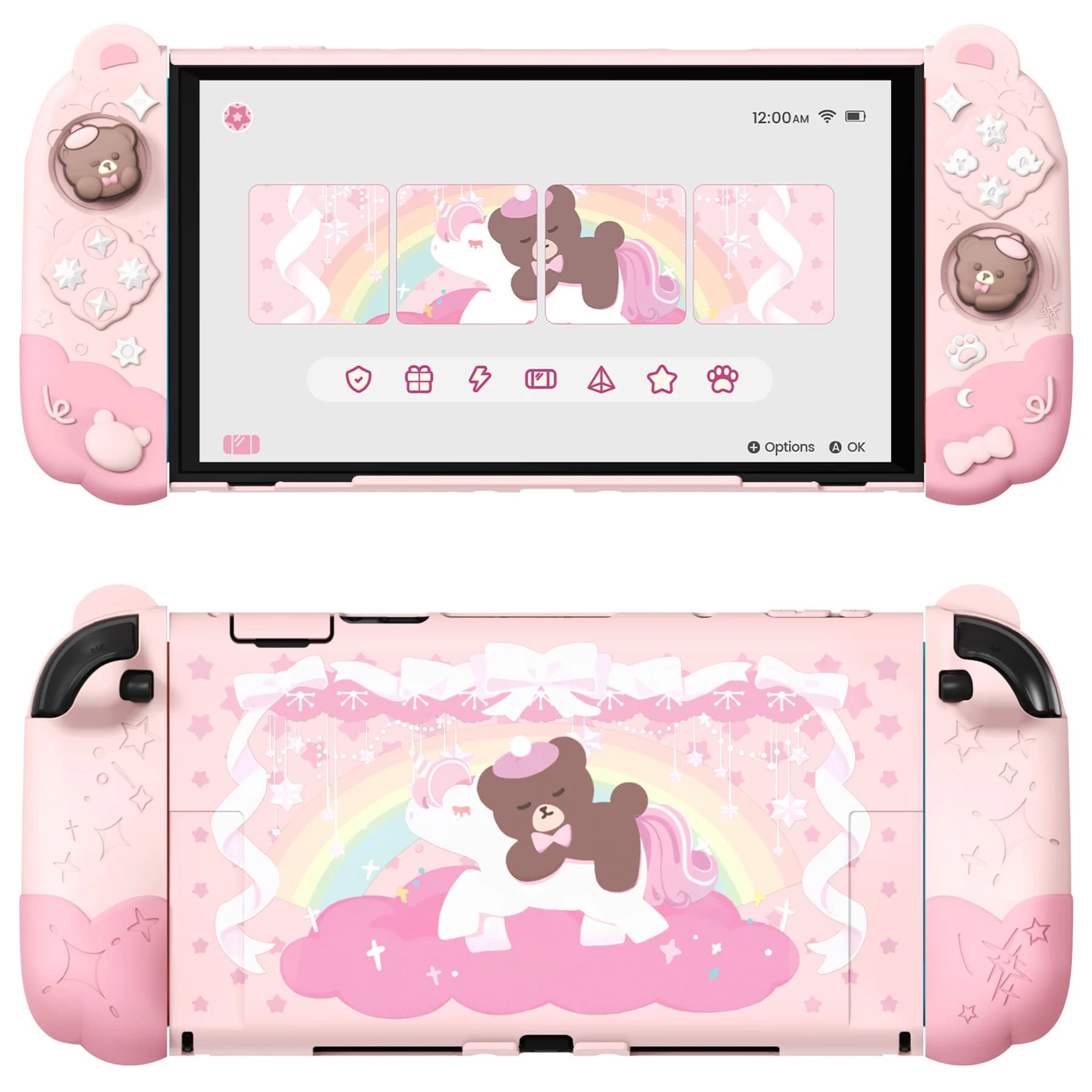 Custodia protettiva Dockable PlayVital per Switch 2 – Cover in silicone Good Night Bear con impugnature Joycon rimovibili e graziose cappucci per il pollice