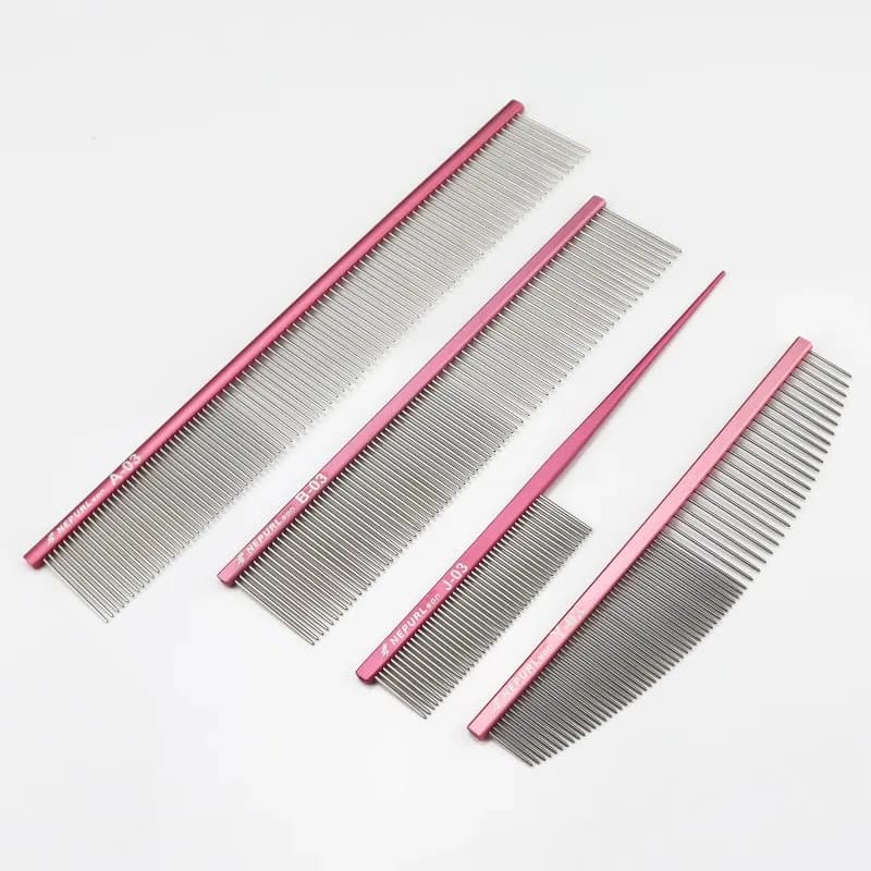 dog comb Pet Grooming 4 Comb Sets Stylist Aviation Aluminum Ultra-light High-end Comb Styling Dog Big Comb PTS-054