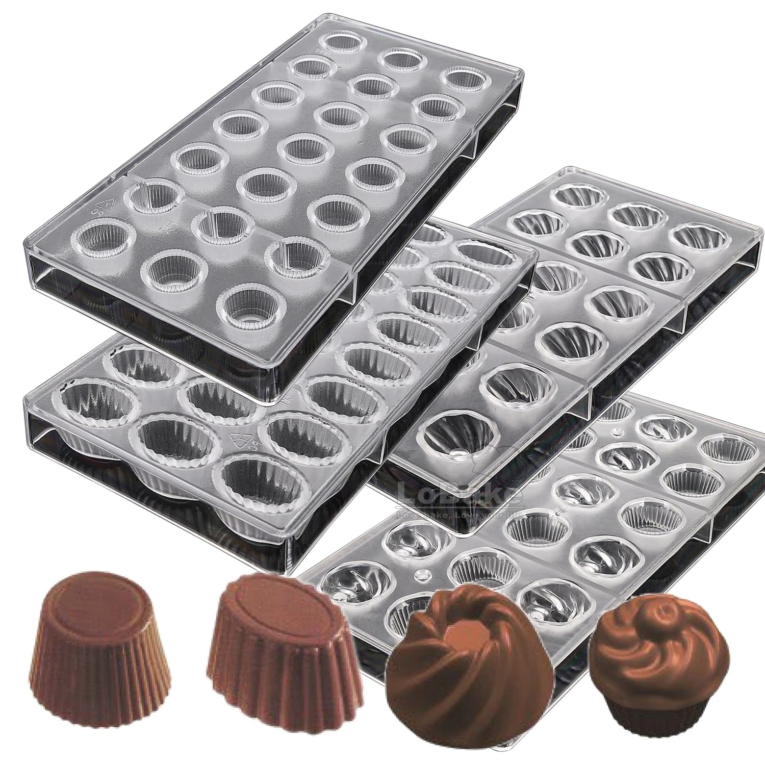 Muffin Cupcake Forma di tazza Stampo per cioccolato in policarbonato trasparente Creatore di cubetti di ghiaccio in plastica Stampaggio per dessert Forniture da forno fai-da-te