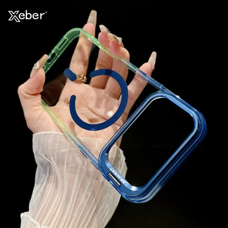 Support for lens Cover with removable transparent magnetic ring for iPhone 17 16 15 14 13 Pro Max for Magsafe wireless charging cover