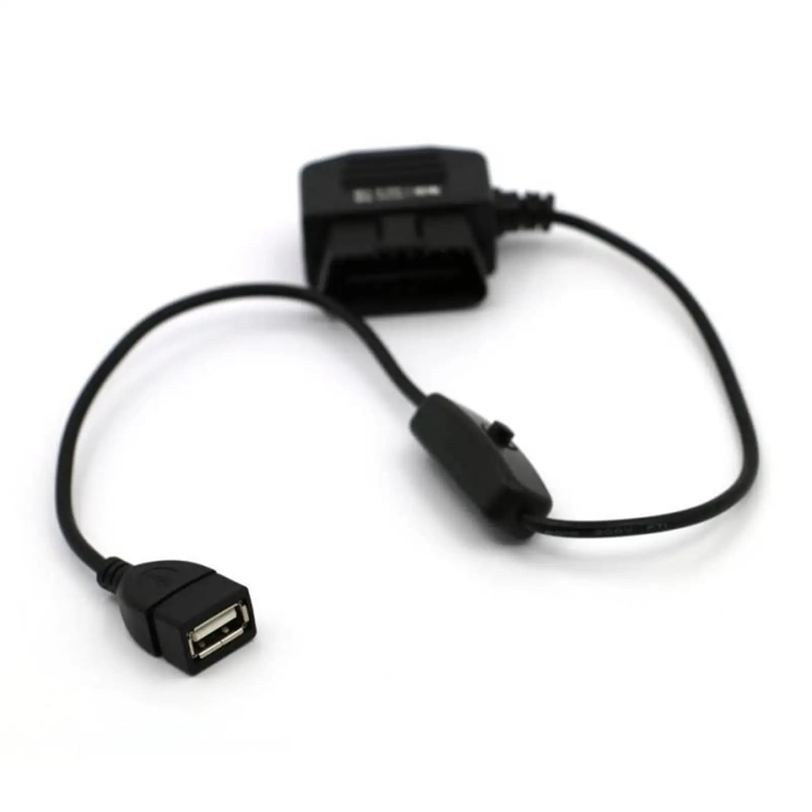 OBD Hardwire Kit 12V to 5V with USB Female Port with Switch Button 5V Parts Accessory USB Power Charging Cable for Dash cam