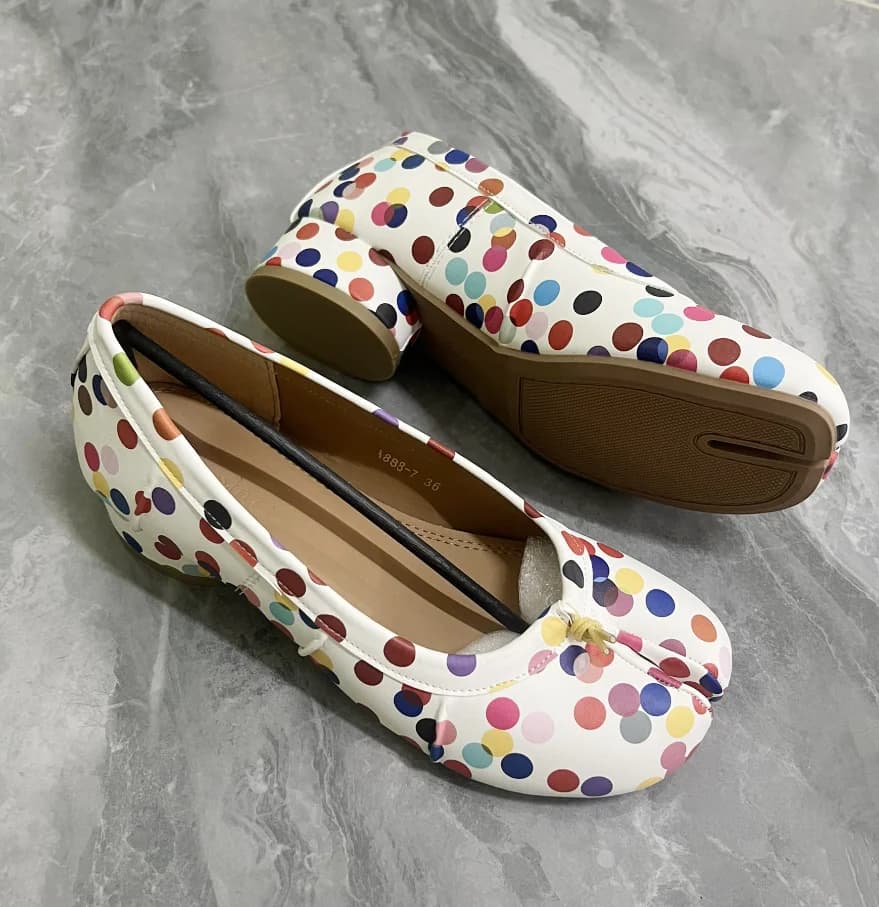 New Colorful Polka Dot Split toe Women Ballet Flats Sweet Spring Summer Tabi Walking Loafers Casual Girls Dance Lazy Shoes A0059