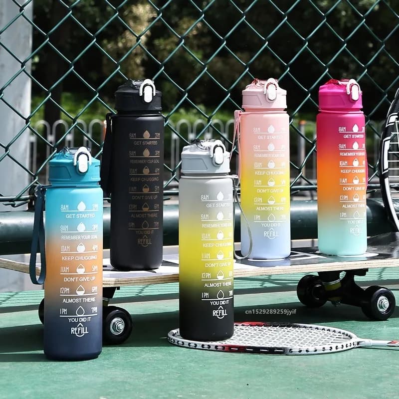 800ML Sports Water Bottle with Time-Tracking Straw Leak Proof Locking Flip Cover for Easy Carry Ideal for Outdoor Adventures