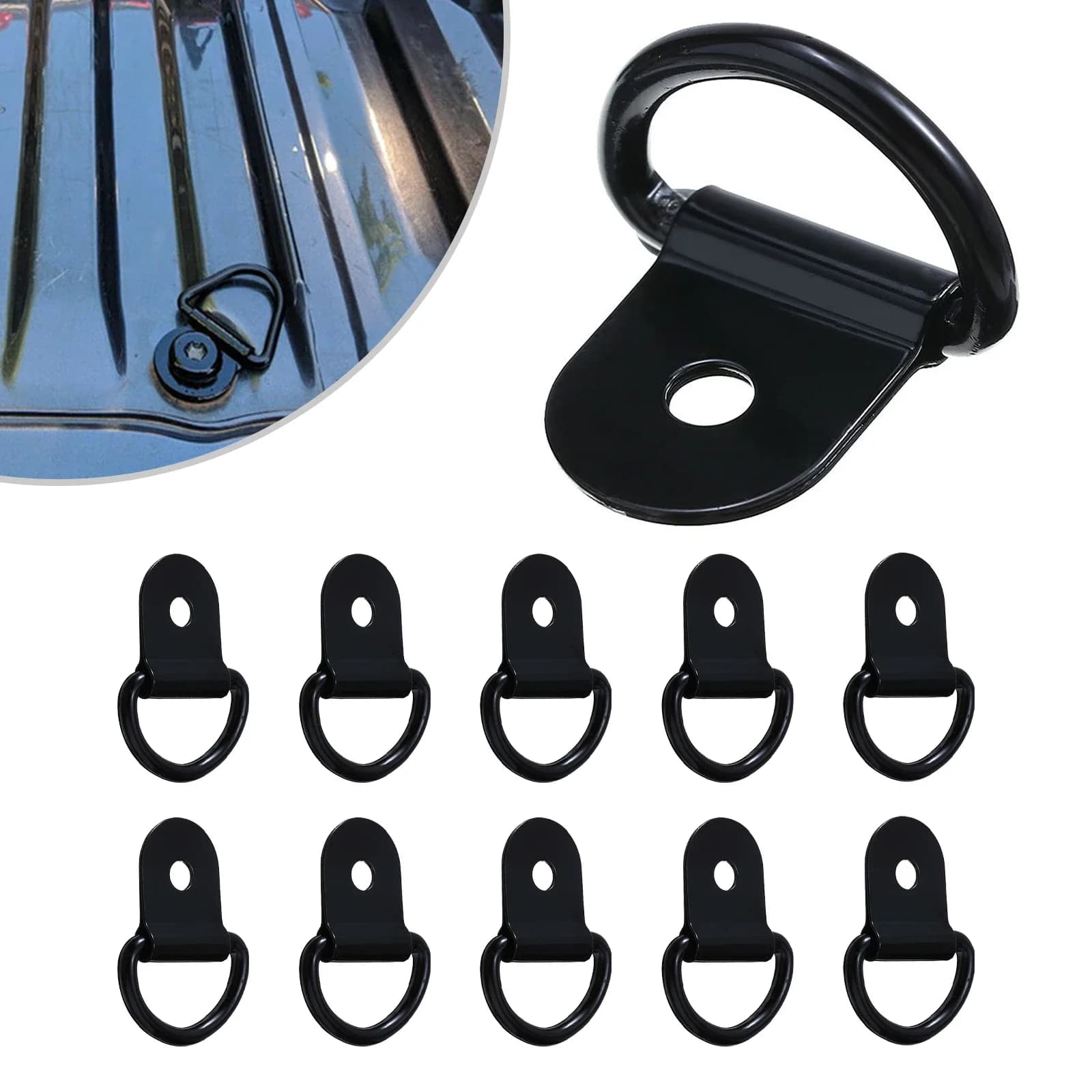 2/4/6 pezzi nero a forma di D gancio di ancoraggio anello di ancoraggio in ferro acciaio inossidabile anello di ancoraggio per auto camion rimorchi camper barche