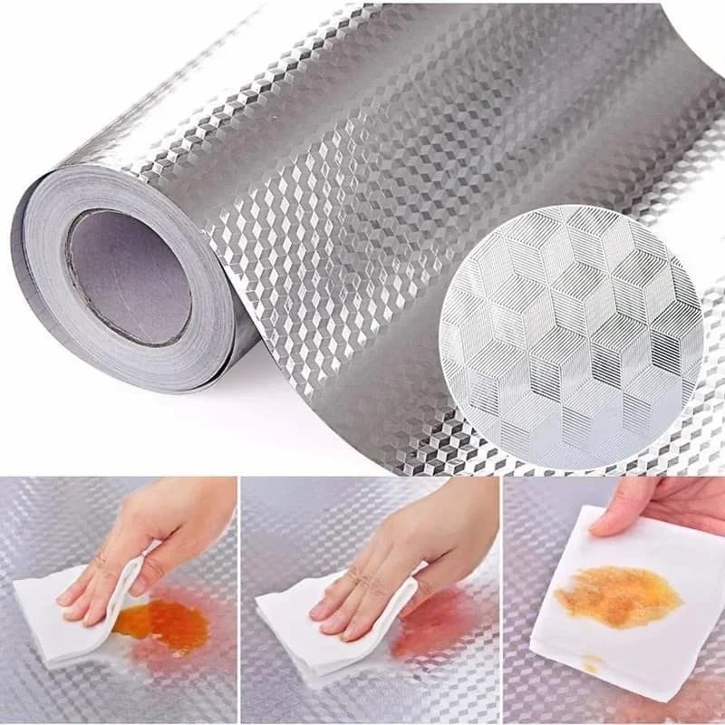 Wall decals for kitchen wallpaper Wall decals waterproof self-adhesive aluminum sheet oil-resistant for shelves line of drawer cabinets