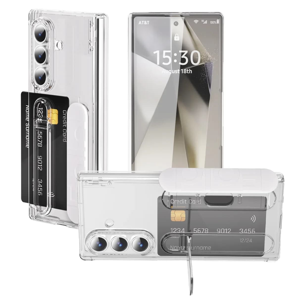 For Samsung Galaxy Z Fold 7 6 5 4 5G With Credit Card Slot Multifunctional Kicktand Wrist Strap Hinge Folding Protection Cover