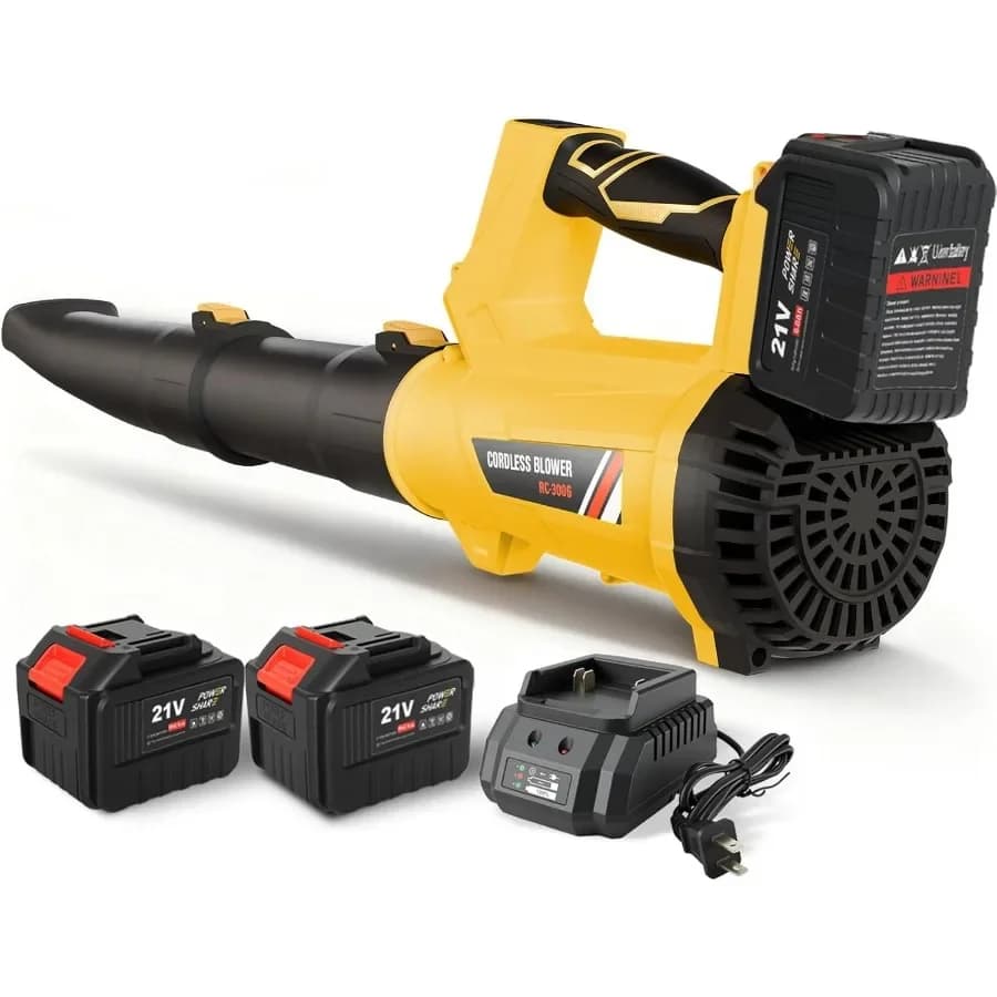 Electric Leaf Blower Cordless Battery Powered Leaf Blower with 2 x 6.0Ah Batteries and Charger 6 Speed Mode 650 CFM 280 MPH Lig