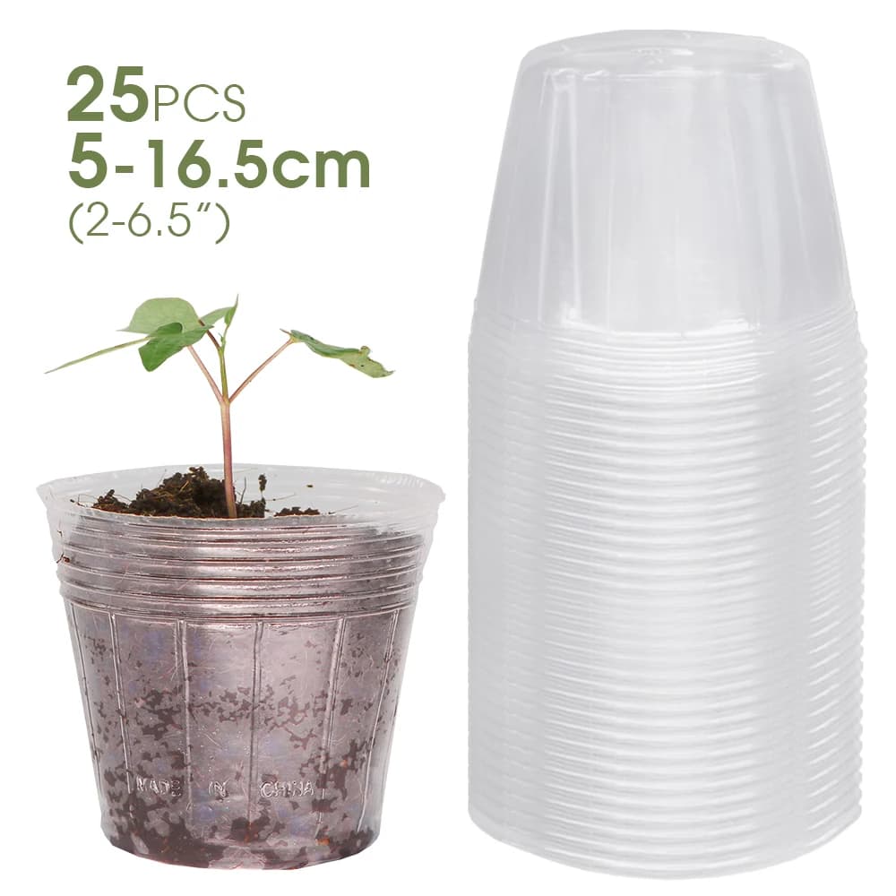 25PCS Vineyards for Transparent Plants Plastic Planter with Drainage Hole Seeds Starting Growing Stock Exchange