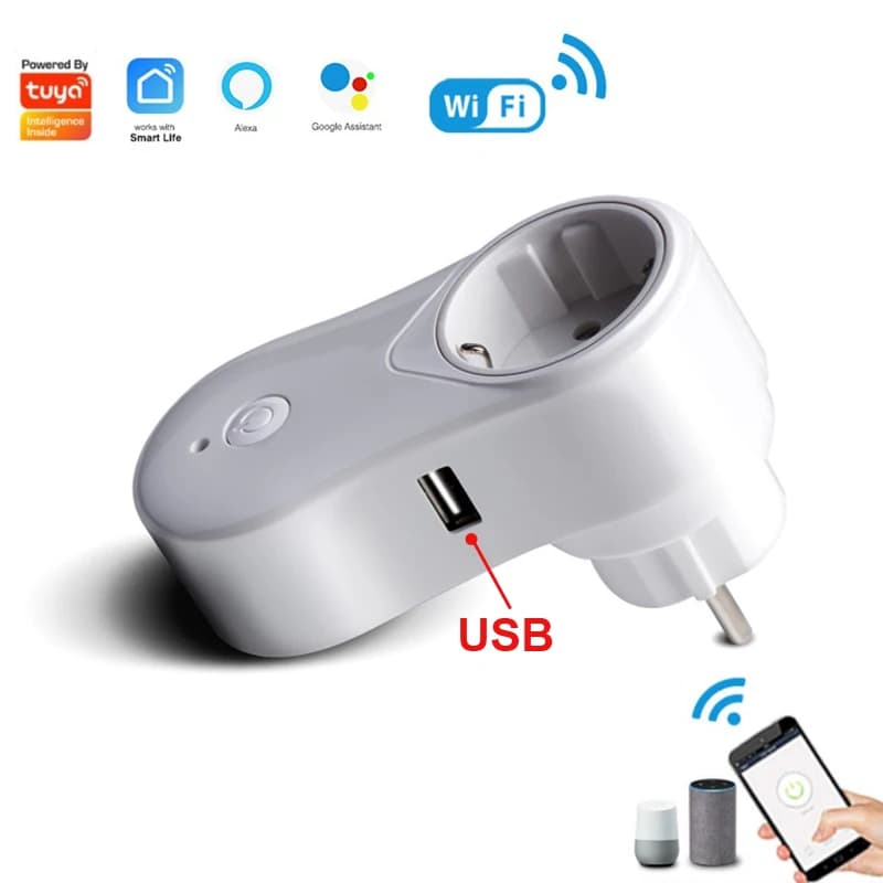 TUYA Smart Socket Spina WIFI EU 16A Funzione di temporizzazione Interfaccia USB Smart Life Controllo vocale remoto Supporto Alexa Google Home